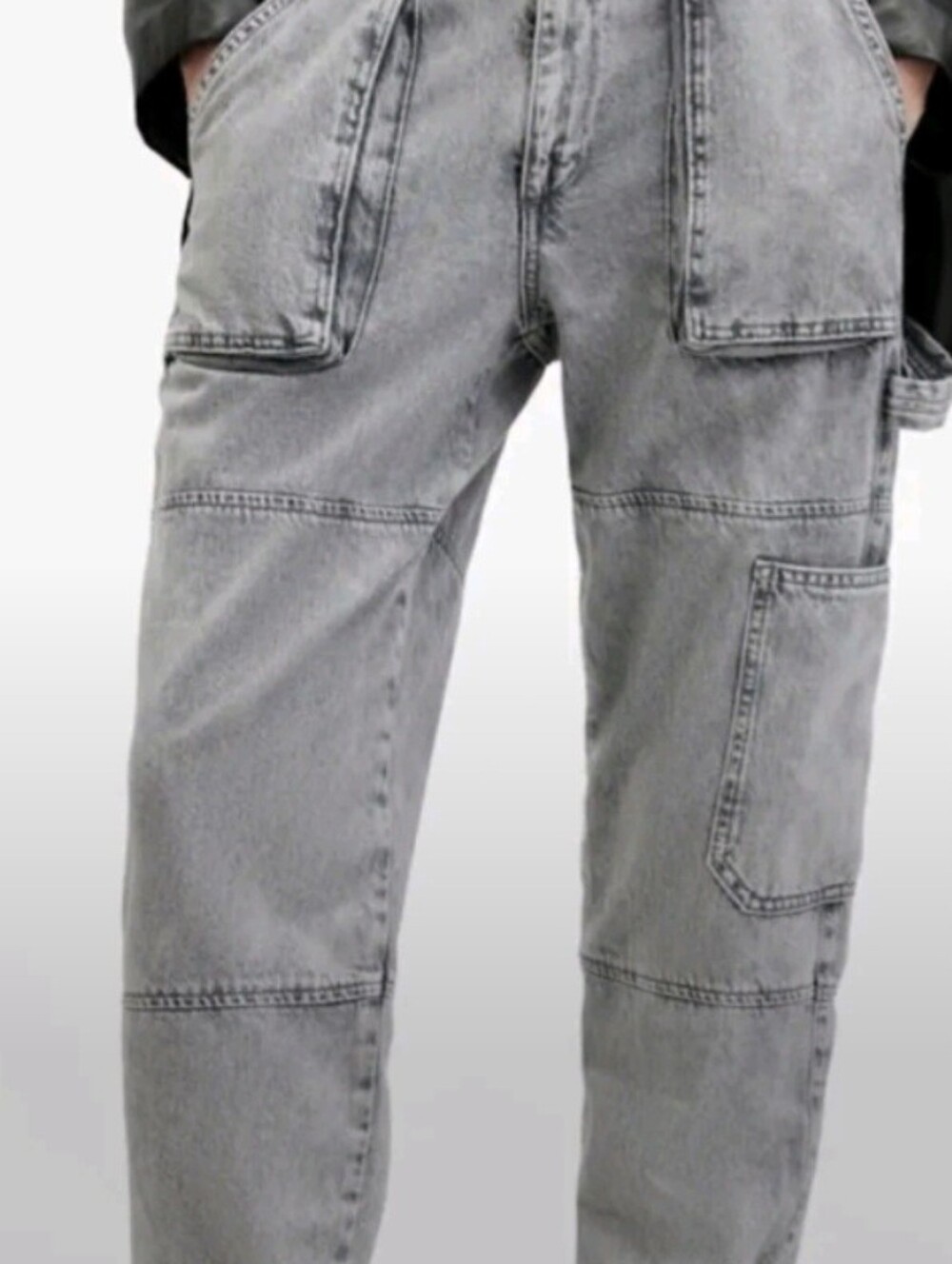 AllSaints Dani High-Rise Denim Jogger Jeans Women Gray Acid Wash Size 6